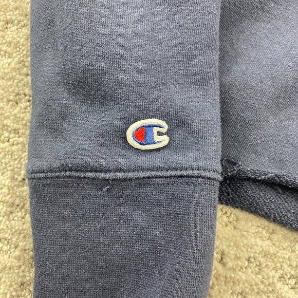 Champion Cropped Cut Off Sweater Women Small S Blue Hoodie Pullover Sweatshirt - Picture 5 of 8